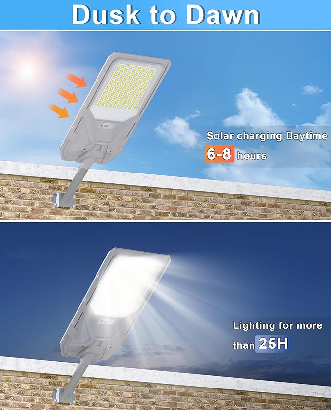 JAYNLT X-10000W Solar Street Lights,6500K Commercial Parking Lot Light Dusk to Dawn Dusk to Dawn,IP68 Waterproof Flood Security Street Lights Motion Sensor for Parking Lot,Road