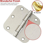 30 Pack Rounded Brushed Nickel Door Hinges 3.5 Inch 5/8" Radius 3 1/2" Satin Sliver Hinge No Squeak Flat Bifold for Bedroom Pantry Clean Glass French Interior Wood Doors,Table,Gate,Hardware