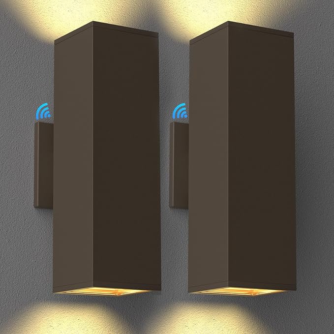 Outdoor Wall Lights with Dusk to Dawn Photocell Sensor, Exterior Light Fixture Wall Mount with A19 LED Bulbs, Up Down Outdoor Sconce Lights for House Porch Front Door 13" Height