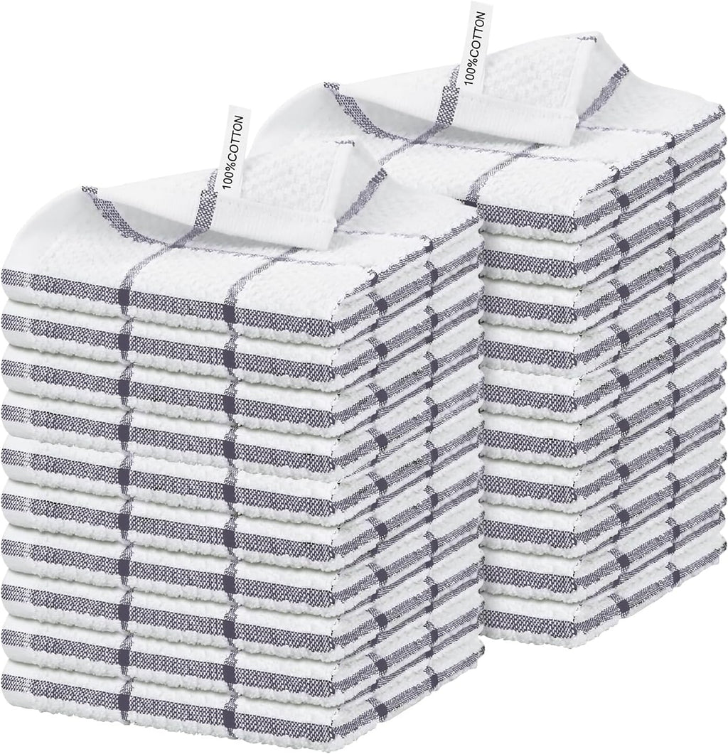 Niallant 20 Pcs Cotton Dish Cloths, Soft Drying Kitchen Rags, 12x12 Inches, Purple Plaid