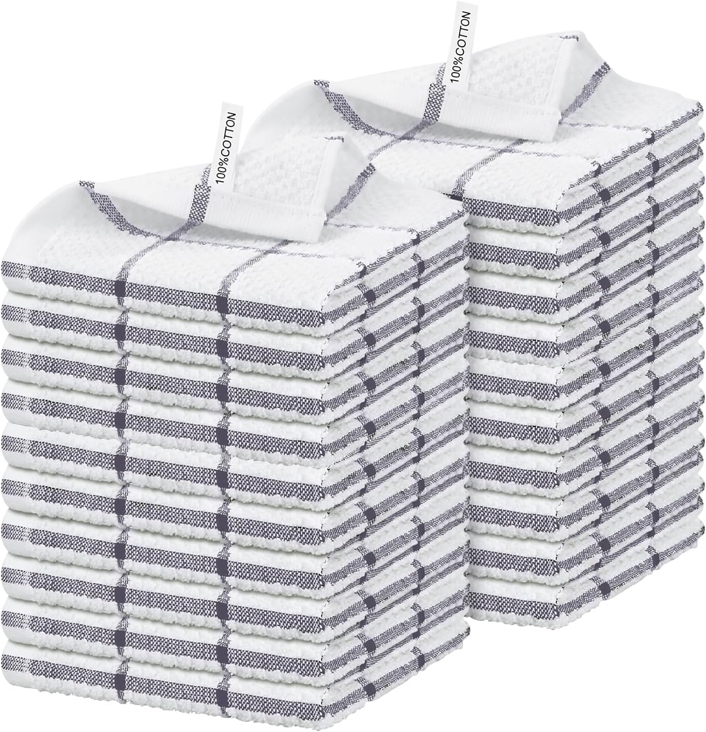 Niallant 20 Pcs Cotton Dish Cloths, Soft Drying Kitchen Rags, 12x12 Inches, Purple Plaid