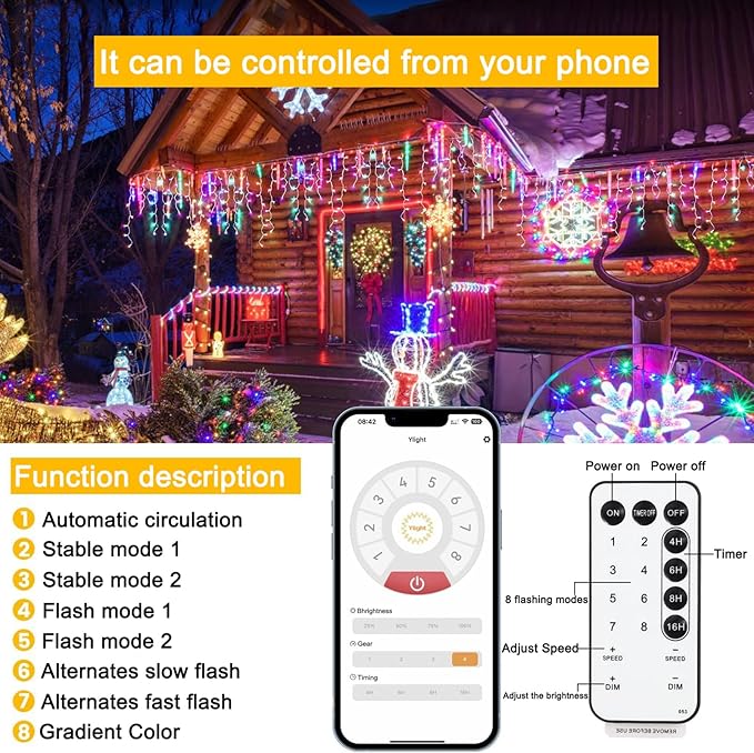 Christmas String Lights Outdoor - 99Ft/30M 1280 LED 8 Modes with Remote Control and App Waterproof Christmas Lights for Patio Yard Garden Wedding Party-Warm White to Multicolor