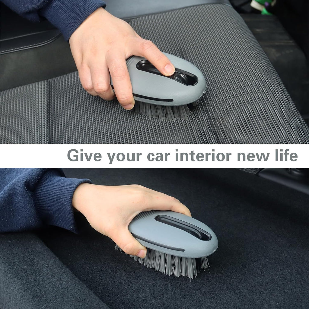Carpet and Upholstery Cleaning Brush,Carpet Scrubber Stiff Bristle Detailing Scrub Brushes,Interior Leather Brush for Car and Home (Gray)