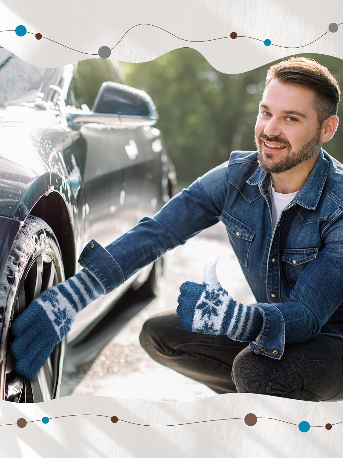 Patelai 3 Pairs Microfiber Plant Dusting Gloves Leaf Cleaning Gloves for Indoor Plants, Blinds, Furniture, House(Gray, Dark Blue, Khaki, White,Large)