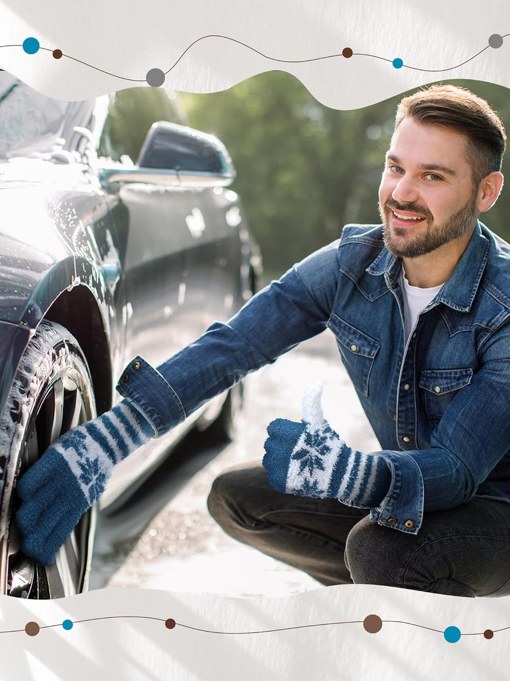 Patelai 3 Pairs Microfiber Plant Dusting Gloves Leaf Cleaning Gloves for Indoor Plants, Blinds, Furniture, House(Blue, Gray, Khaki, White,Medium)