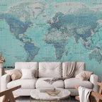 artgeist Premium Wall Mural World Map 157x110 in - XXL Non-Woven Wallpaper Fleece Wall Decor Photo Print Picture Image Design Home Map of The World k-A-0091-a-b