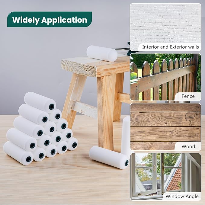 Foam Paint Roller, 28 Pack, 4 Inch Small Paint Roller Kit with High-Density Foam Paint Roller Covers, Mini Paint Rollers for Painting Walls, Home Painting Supplies