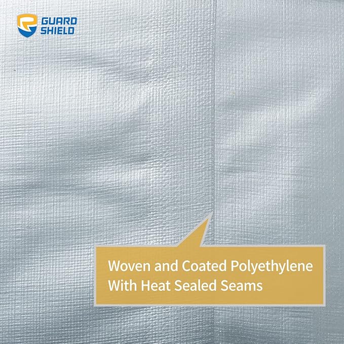 GUARD SHIELD Heavy Duty Tarp 10x20 Feet Silver Multi Purpose Thick Waterproof Poly Tarp Cover 10mil