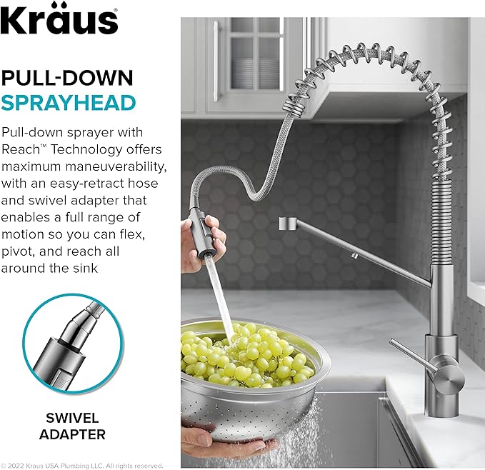 KRAUS Oletto 2-in-1 Commercial Style Pull-Down Single Handle Water Filter Kitchen Faucet for Reverse Osmosis or Water Filtration System in Matte Black, KFF-2631MB
