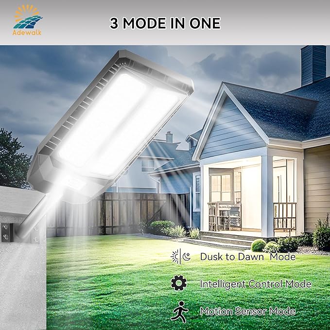 6000W Solar Lights Outdoor Waterproof, 7000K Dusk to Dawn Outdoor Solar Street Light Motion Sensor with Remote, LED Security Flood Light for Outside Garden Yard Pathway Garage Parking Lot, 2 Pack