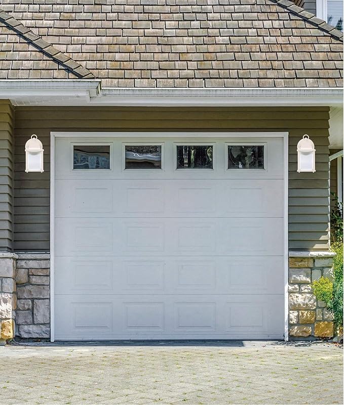 LIT-PaTH Outdoor LED Wall Lantern, Wall Sconce as Porch Light, 9.5W 800 Lumen, Aluminum Housing Plus Glass, 3000k-Matte White Finish, 2-Pack