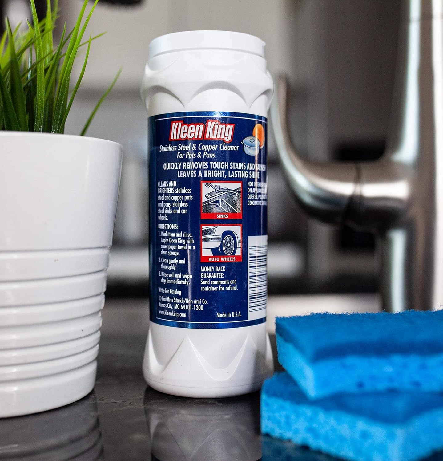 King Kleen Stainless Steel Cookware Cleaner and Copper Cleaner (14 oz, 1 Pack) Helps Remove Stains and Tarnish from Pots and Pans, Multi-Purpose Metal Cleaner, Powder Form