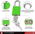 TRADESAFE Lockout Tagout Locks Set - 10 Green Aluminum Loto Locks, Lock Out Tag Out Padlocks Keyed Alike, 2 Keys Per Lockout Padlock, OSHA Compliant