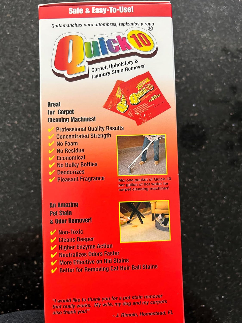 QUICK10 - Multipurpose Stain Cleaner - Enzyme Cleaner for Carpet, Clothing, Upholstery & Pet Messes - Pre-Laundry Wash & Versatile Stain Remover