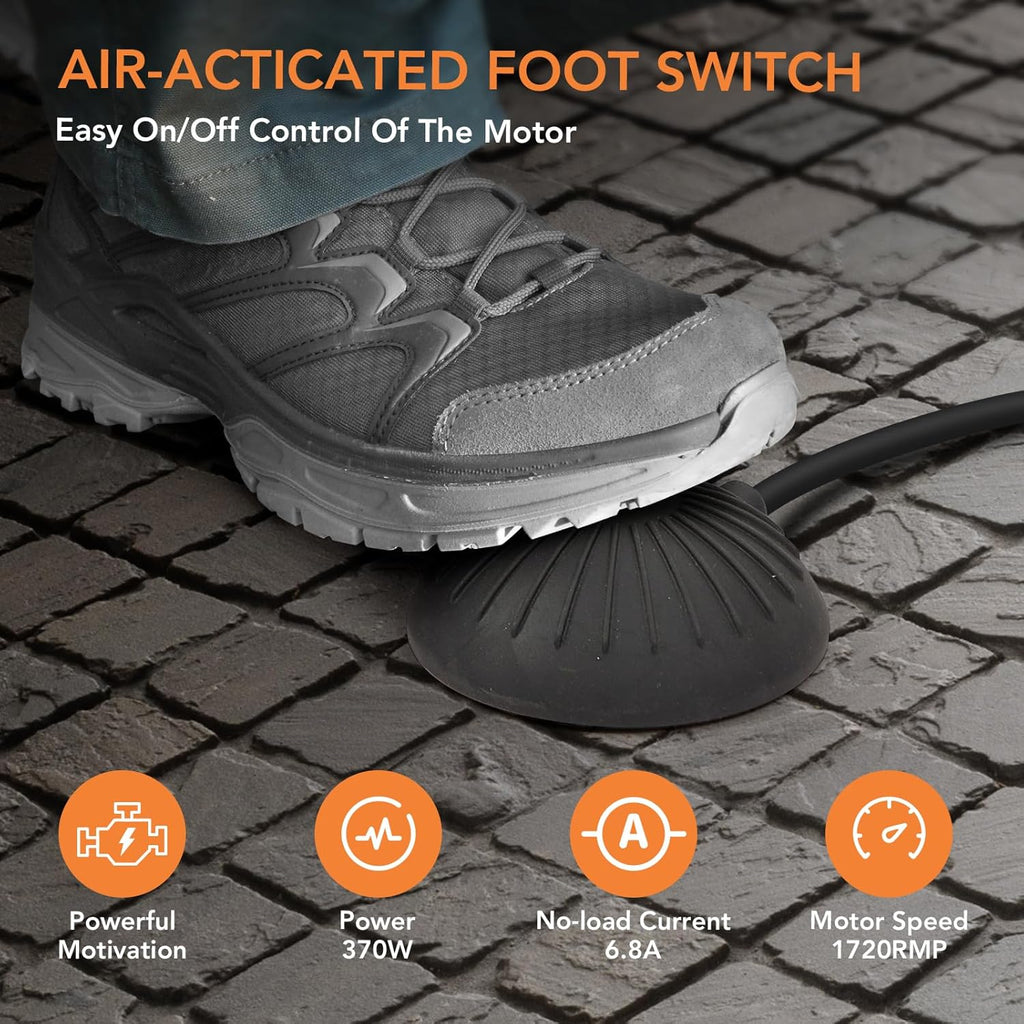 PIONEERWORKS 100Ft x 1/2 in Auto-feed Electric Drain Cleaner Machine 6.8A, Professional Drain Auger for 1” to 4” Pipes, with 6 Cutters, Glove, Drain Auger Cleaner Sewer Snake for Home/Business Use