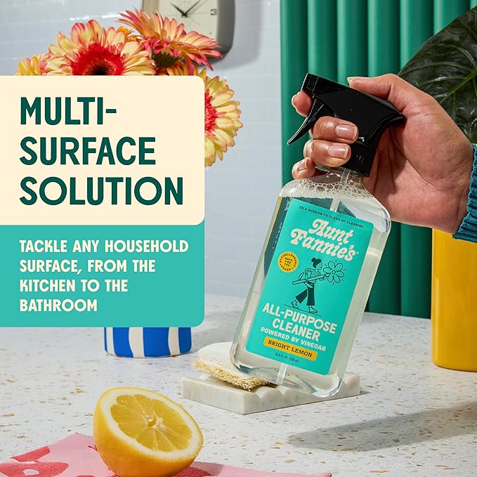 Aunt Fannie's Cleaning Spray Variety Pack, Lemon All Purpose Vinegar, Glass & Window, Bathroom, and Wood Surface Cleaner, 16.9 oz each, Pack of 4