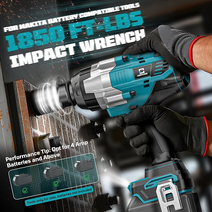 Cordless Impact Wrench 3/4 inch Compatible with Makita 18V Battery, Cerycose1850ft-lbs (2500N.m) Brushless Electric Impact Gun, High Torque Impact Driver, for Heavy-Duty Automotive & Industrial Tasks