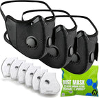 BASE CAMP M Cross Dust Mask, Reusable Breathable Comfortable Safety Face Mask for Work with Extra 6 Activated Carbon Filters