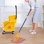 Matthew Cleaning Heavy Duty Mop Head Commercial Replacement for General and Floor Cleaning , Wet Industrial Blue Cotton Looped End String Head Refill (Pack of 3) Orange