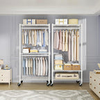 FUTASSI P1 Medium Heavy-Duty Portable Closet, 30" W x 14" D x 76" H, Metal Rolling Clothing Rack, White