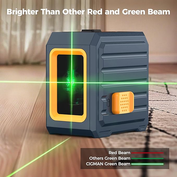 CIGMAN Laser Level with Tripod, (36.6 inch) 100Ft Self-Leveling Green Cross Line Laser, 150° Vertical Beam,Outdoor & Indoor Use – Picture Hanging, Tiling, Construction – Battery & Bag Included.