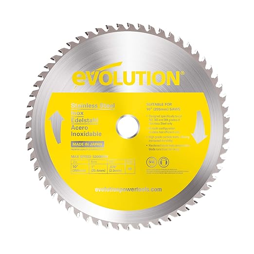 Evolution Power Tools 10BLADESSN Stainless Steel Cutting Saw Blade, 10-Inch x 66-Tooth, Yellow