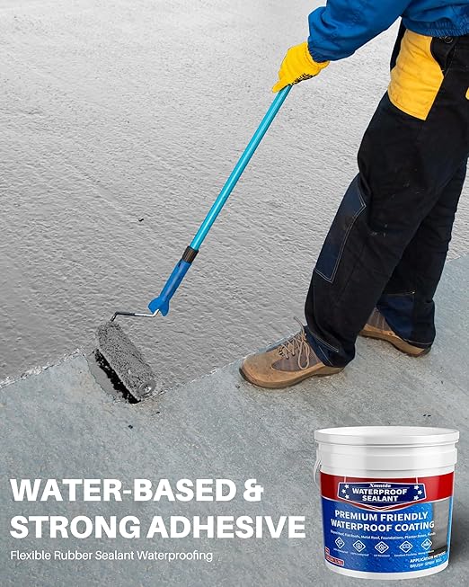 Polyurethane Waterproof Coating 1 Gallon for Indoor & Outdoor Use, Multi-Surface Crack & Leak Repair Coating, Durable Flexible Protective Roof Waterproof Sealant, Light Gray