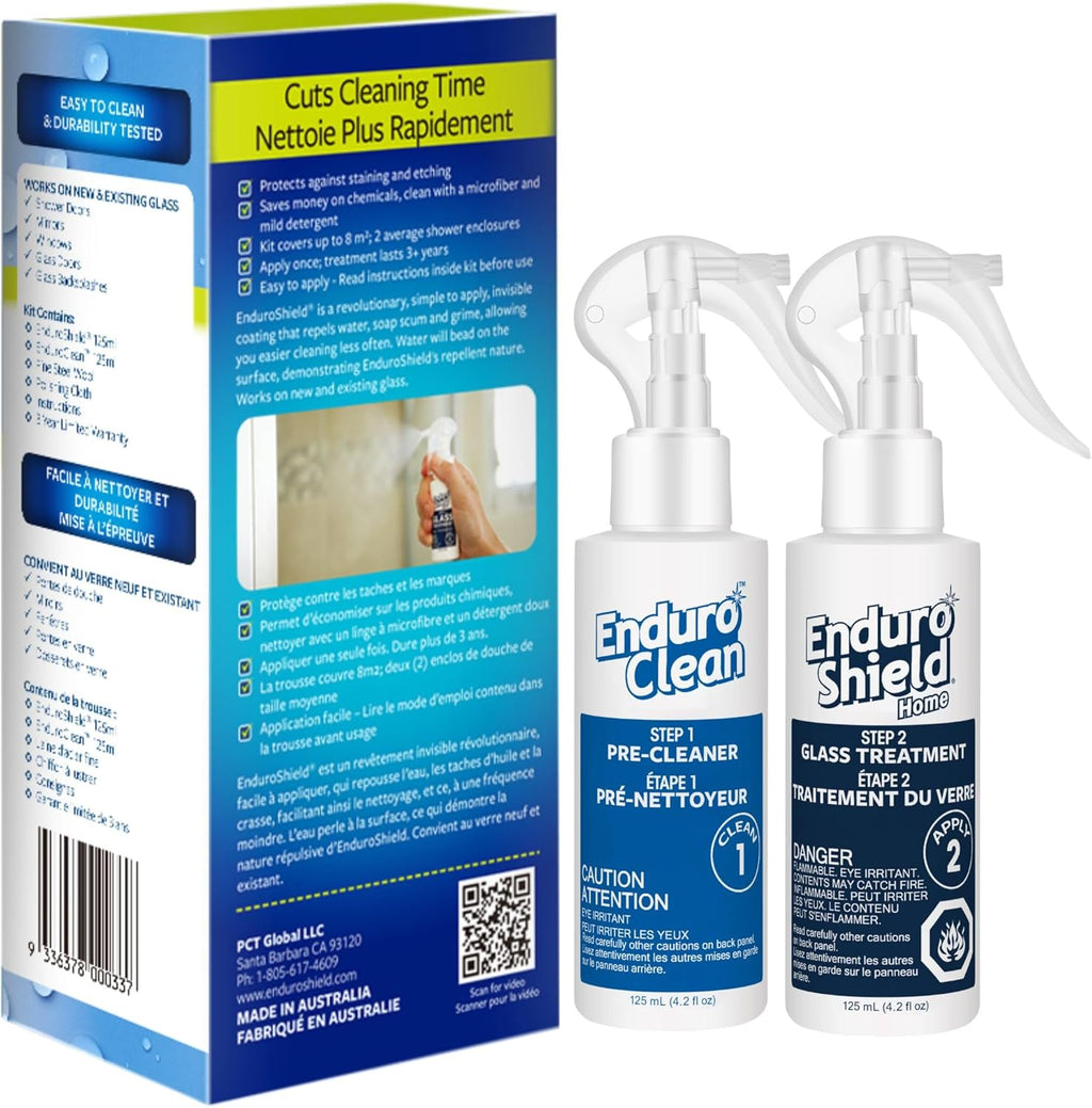 EnduroShield Glass Treatment Kit - Advanced Protection for Glass Surfaces - Repels Soap Scum, Grime & Dirt Without Harsh Chemicals - 4.2 fl oz