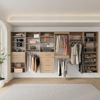 Modular Closet, 84" Wide Organizer with Hanging & Drawers, Wood Tower Storage for Walk In Closets, Wall Mounted Wardrobe Organizer Kit