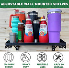 ULIBERMAGNET Garage Folding Storage Rack Shelves,100LB Metal Wall Mounted Adjustable Rail Shelf for Garage,Power Tools,Toolbox,Storage Shelves with Lip for Workshop Kitchen Office (2 Pack)