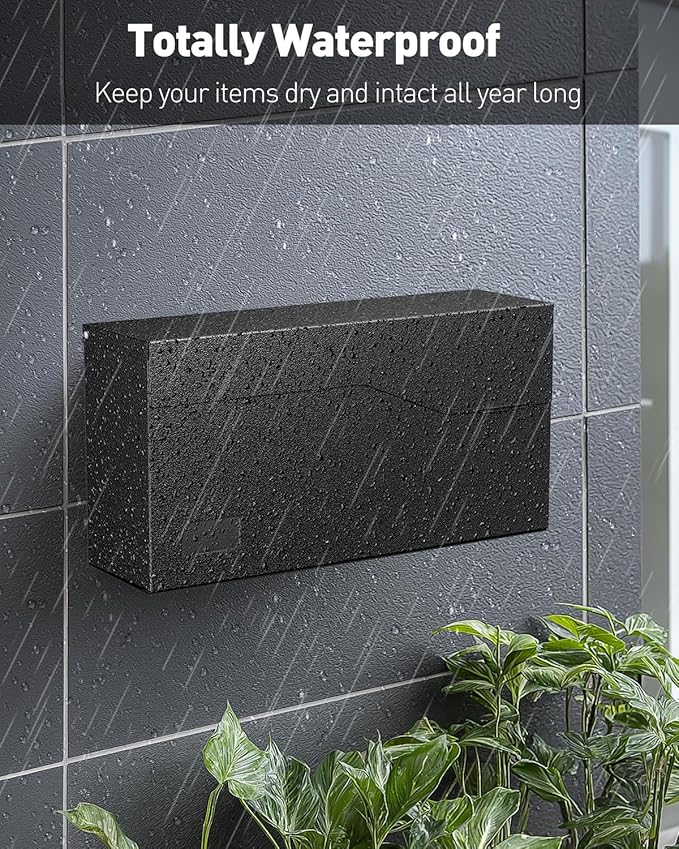 Uniclife Wall Mount Mailbox for Outside, Large Metal Mail Box for Home, Heavy Duty Modern Post Box Letters Drop Box for Outdoor Office (No Lock)