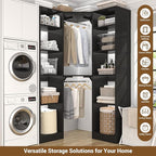 Corner Closet System with 12 Shelves, 39.2" Corner Closet Organizer System with 2 Hanging Rods, Versatile 6-Tier Walk-in Closets for Corner Space, Black (39.2" L x 39.2" W x 80" H)