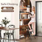 GameGem 2 Step Ladder Folding Step Stool with Wide Anti-Slip Pedal, 330LBS Capacity, Lightweight Portable Stepladder for Home and Kitchen Use, Black