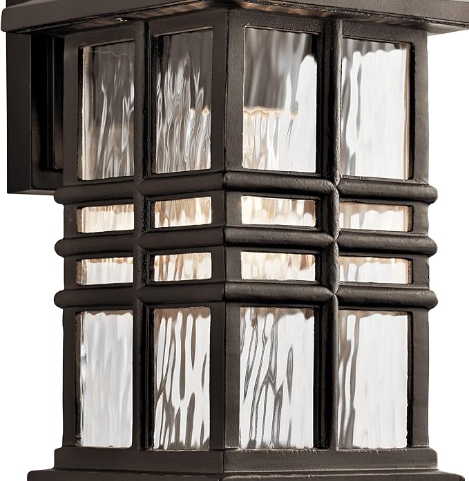 Beacon Square 12" 1 Light Outdoor Wall Light with Clear Hammered Glass in Olde Bronze® (Pack of 2)