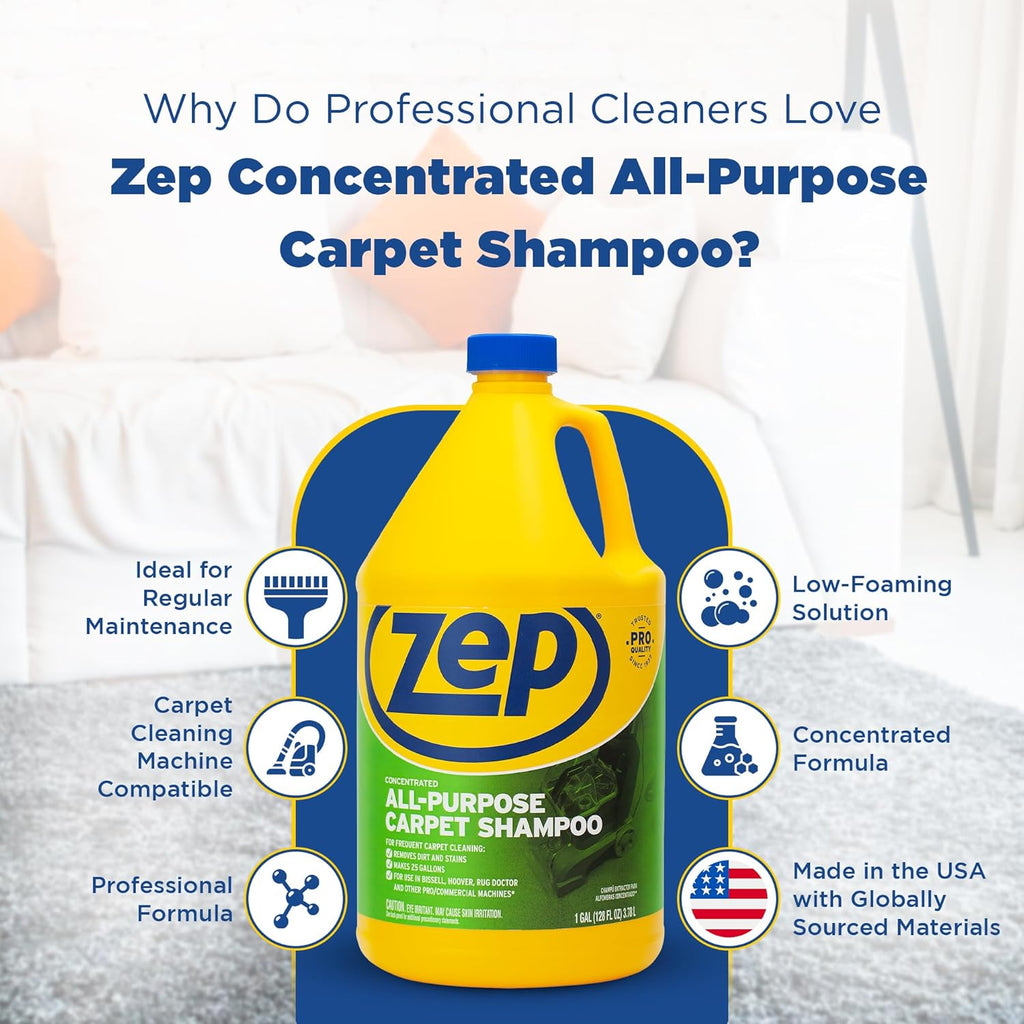 ZEP All-Purpose Carpet Shampoo Concentrate 128 ounce ZUCEC128 (Case of 4)
