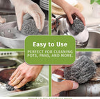 Brheez Stainless Steel Cleaner Scouring Pads [12 Pack] - Industrial & Commercial Strength Large Cleaning Supplies Dish Sponge - Individually Wrapped 50 Gram