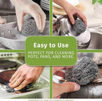 Brheez Stainless Steel Cleaner Scouring Pads [12 Pack] - Industrial & Commercial Strength Large Cleaning Supplies Dish Sponge - Individually Wrapped 30 Gram