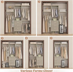4FT Small Closet System with 3 Fabric Drawers, 48'' Closet Organizer System With 3 Adjustable Shelves, Flexible Built-In Clothes Garment Rack for Small Space, 48"L x 13"W x 71"H, White Oak