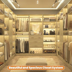 Unikito 2FT Closet System with 4 Drawers, 25 Inch Wood Closets Organizer with Storage Shelves and Mirror Design, Freestanding Sturdy Walk in Closet Tower for Bedroom, 25" W x 16" D x 80" H, White Oak