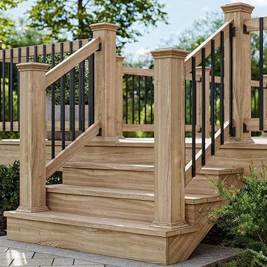 60 Pack Deck Balusters 32.25 Inch Rectangle Deck Railing Balusters with End Caps & Stainless Screws, Outdoor Face Mount Metal Spindles for Porch Stair