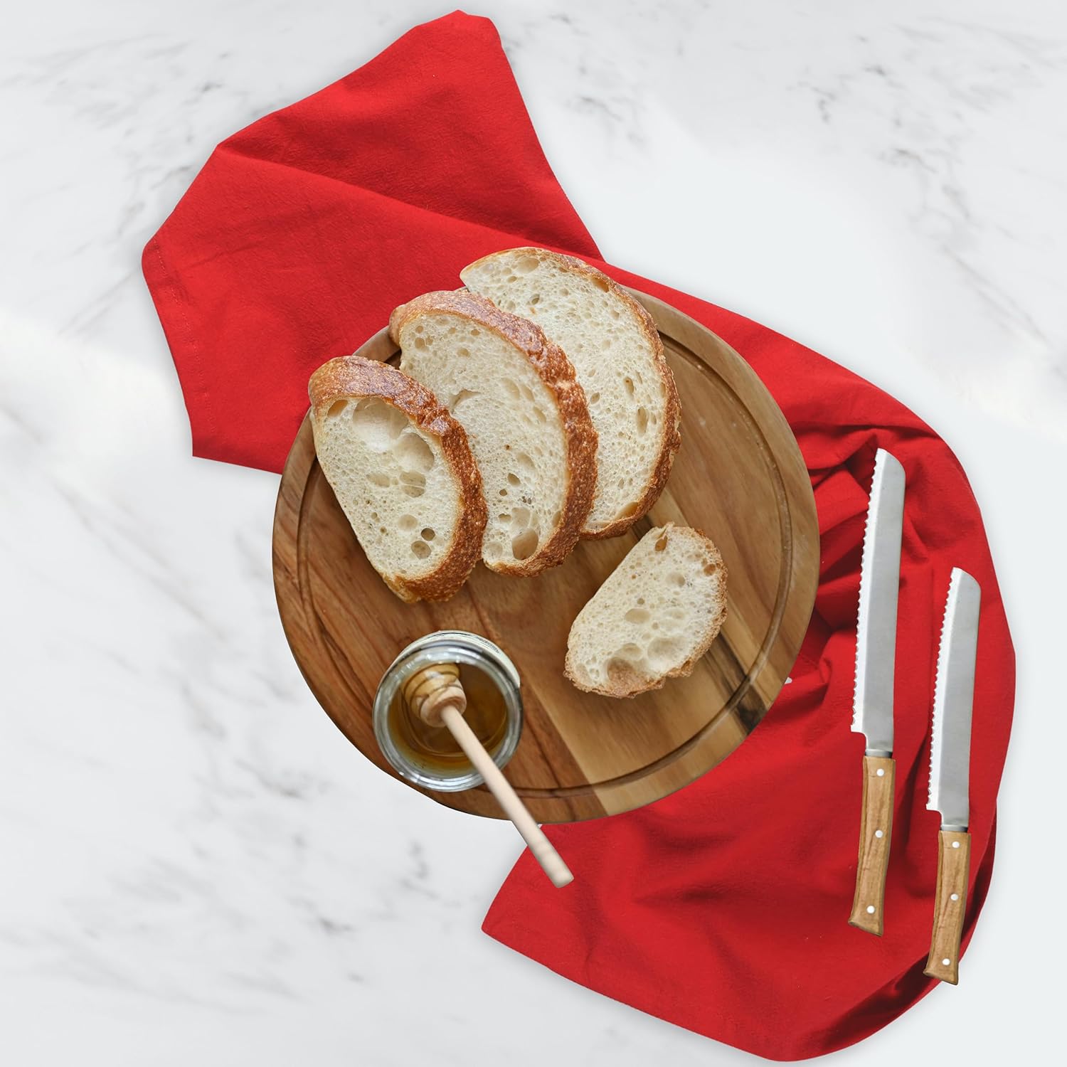 Urban Villa Flour Sack Red Kitchen Towels 100% Cotton Highly Absorbent Dish Towels for Bread Proofing Baking Drying Dinnerware Glass Embroidery DIY Projects Zero Lint 27x27 Inches (4 Pack)