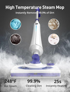 Professional Steam Mop Cleaner, 1300W Floor Steamer with Detergent Chamber, 25S Heat Up, Lightweight Steamer for Cleaning with 2 Washable Pads, Safe for Tiles, Upholstery, Carpet, Hardwood, Blue