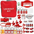 BULANGD Electrical Lockout Tagout Kit - Hasps, Safety Padlocks Circuit Breaker Lock, Loto Tags, Plug Lockout, Steel Lockout Hasp for Safe Lockouts Red…