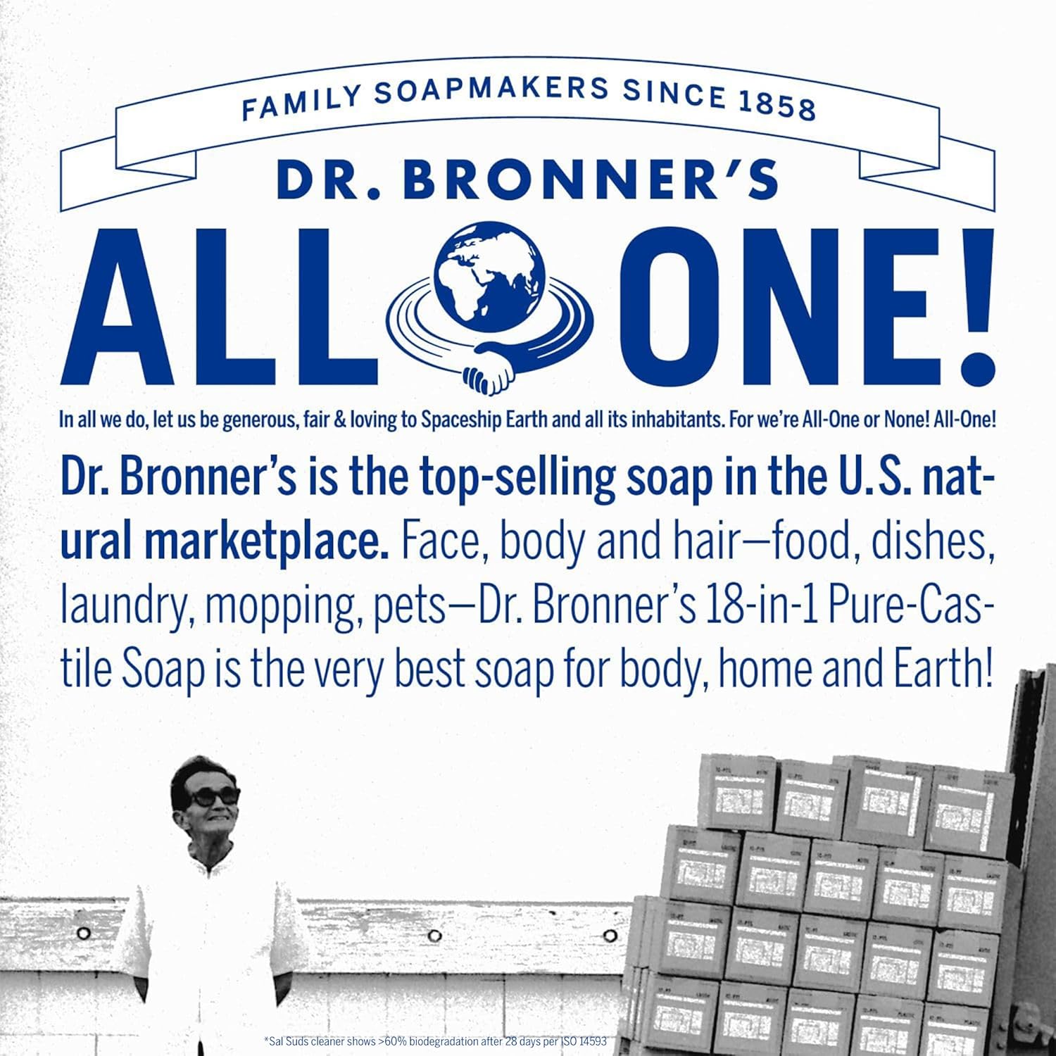 Dr. Bronner's - Sal Suds Biodegradable Cleaner (1 Gallon) - All-Purpose, Pine Cleaner for Floors, Laundry and Dishes, Concentrated, Cuts Grease and Dirt, Powerful Formula