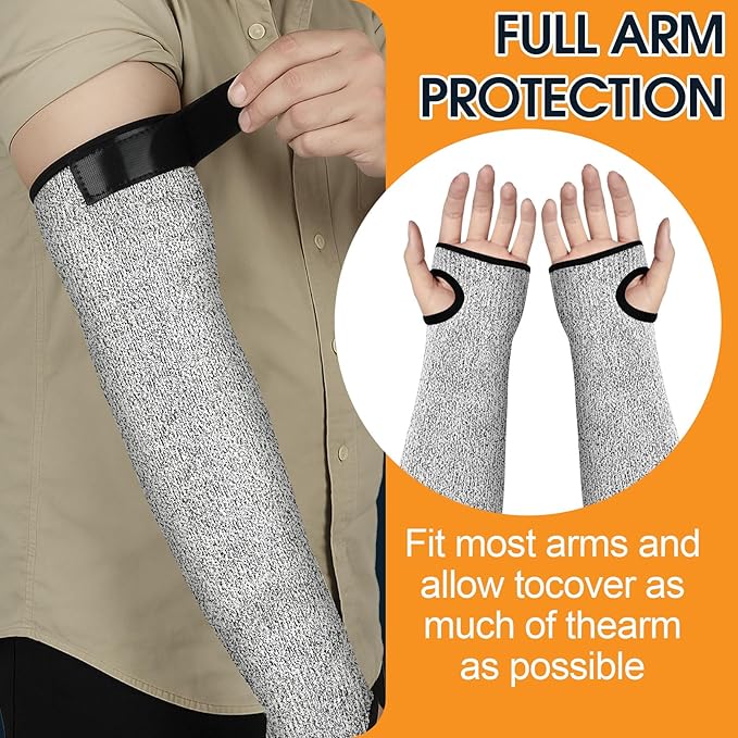 Cut Resistant Sleeves, 1 Pair Protective Sleeves for Arm Protectors for Thin Skin and Bruising with Thumb Hole for Gardening, Welding, Farming, Pet Grooming (Grey)