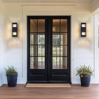 harriet Porch Lights Outdoor Modern - IP64 Waterproof Aluminum and Tempered Glass Cover, 13" Rectangular Up/Down Wall Sconce for Porch, Garage & Patio, Exterior Lighting, Black