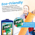SURF PRO TSP e Organic Degreaser – Phosphate-Free, 500ml Concentrate Makes 6.6 Gal (25L) Solution – Biodegradable Cleaner for Walls, Trim, Siding – No Rinse, Paint Prep