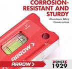 ARROW 4-Inch Torpedo Level, Small Magnetic Leveler Tool with 0°/90° Bubbles, Top-view Window, Aluminium Alloy Frame, Dual SAE and Metric Scales