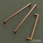 Alzassbg 10 Pack Champagne Bronze Cabinet Pulls, 3 Inch(76mm) Hole Centers Cabinet Handles Square Kitchen Hardware for Cabinets AL3046TGP