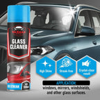 Foaming Glass Cleaner Spray – 550ml Aerosol No-Streak Foam – Powerful Cleaner for Car, Window & Mirror – Crystal Clear Shine, Tackles Tough Grime